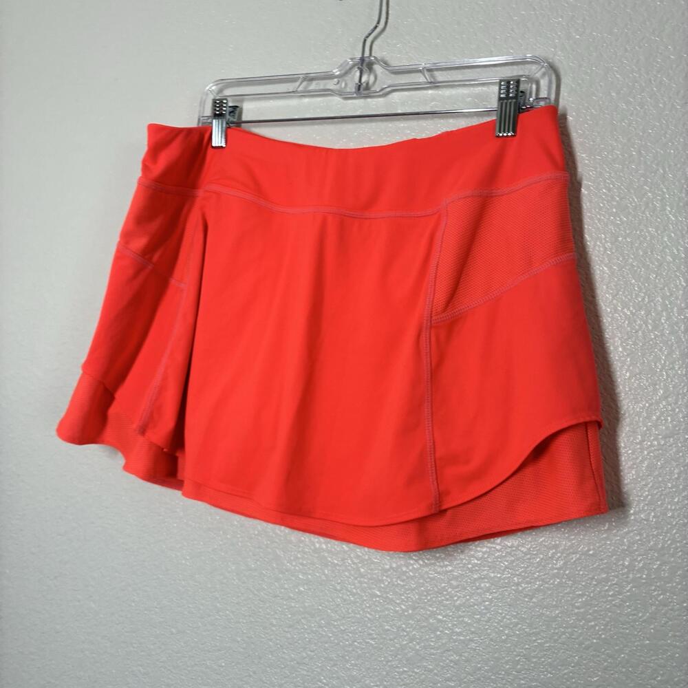 Athleta Skort Womens Large Orange Athletic Lined Pockets Zip Waist Tennis - Picture 4 of 13